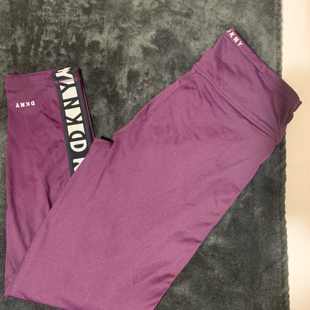 DKNY Purple Leggings Stretchy Athletic Bottoms
